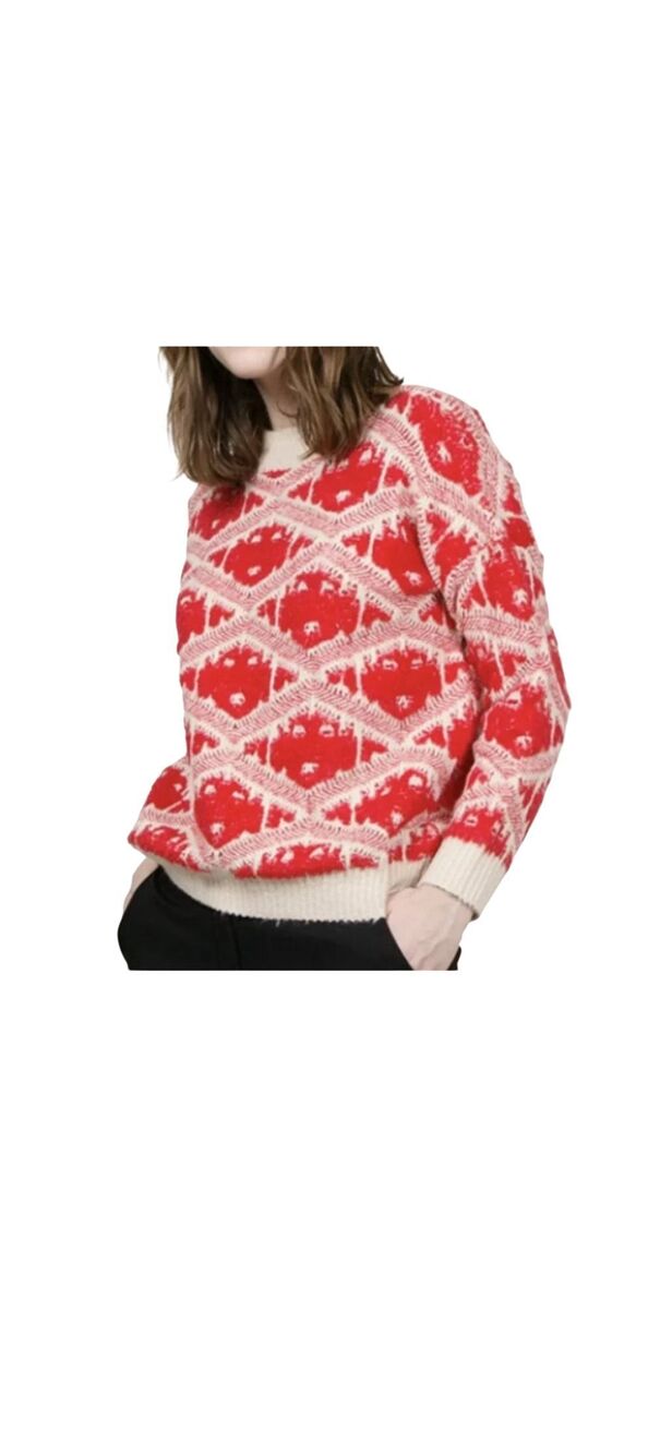 FRNCH Paris Knit Red Sweater, S/M cozy!